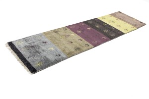 Multicolored Stripes Tribal 2'6X9'8 Indo-Gabbeh Oriental Runner Rug