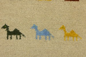 Cream/Beige Pictorial Tribal 3X10 Indo-Gabbeh Oriental Runner Rug