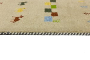 Cream/Beige Pictorial Tribal 3X10 Indo-Gabbeh Oriental Runner Rug