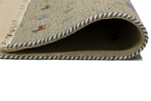 Cream/Beige Pictorial Tribal 3X10 Indo-Gabbeh Oriental Runner Rug