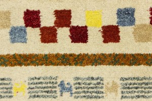 Cream/Beige Pictorial Tribal 2'6X9'7 Indo-Gabbeh Oriental Runner Rug