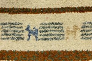 Cream/Beige Pictorial Tribal 2'6X9'7 Indo-Gabbeh Oriental Runner Rug