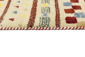 Cream/Beige Pictorial Tribal 2'6X9'7 Indo-Gabbeh Oriental Runner Rug