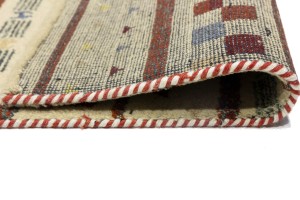 Cream/Beige Pictorial Tribal 2'6X9'7 Indo-Gabbeh Oriental Runner Rug