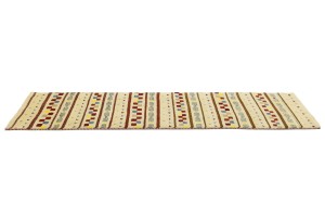 Cream/Beige Pictorial Tribal 2'6X9'7 Indo-Gabbeh Oriental Runner Rug