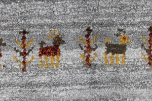 Gray Pictorial Tribal 3X10 Indo-Gabbeh Oriental Runner Rug