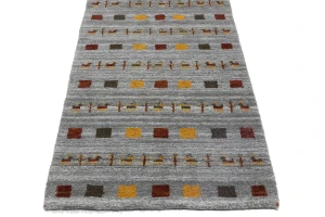 Gray Pictorial Tribal 3X10 Indo-Gabbeh Oriental Runner Rug