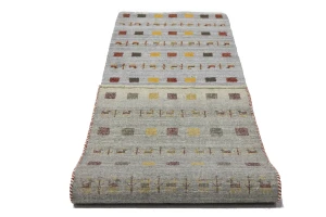Gray Pictorial Tribal 3X10 Indo-Gabbeh Oriental Runner Rug