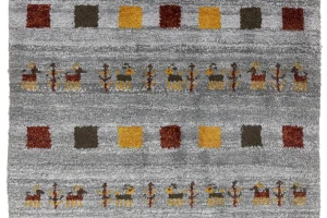 Gray Pictorial Tribal 3X10 Indo-Gabbeh Oriental Runner Rug