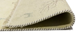 Cream Pictorial Tribal 3X13 Indo-Gabbeh Oriental Runner Rug