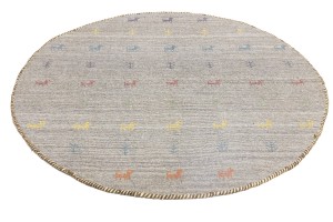 Gray Pictorial Tribal 5X5 Indo-Gabbeh Oriental Round Rug
