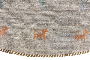 Gray Pictorial Tribal 5X5 Indo-Gabbeh Oriental Round Rug