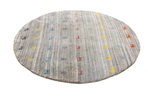 Gray Pictorial Tribal 5X5 Indo-Gabbeh Oriental Round Rug