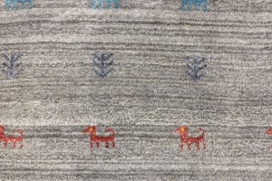 Gray Pictorial Tribal 5X5 Indo-Gabbeh Oriental Round Rug
