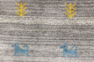 Gray Pictorial Tribal 5X5 Indo-Gabbeh Oriental Round Rug
