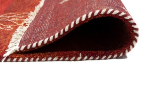Scarlet Red Pictorial Tribal 6X8 Indo-Gabbeh Oriental Rug