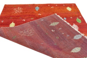 Scarlet Red Pictorial Tribal 6X8 Indo-Gabbeh Oriental Rug