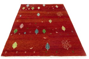 Scarlet Red Pictorial Tribal 6X8 Indo-Gabbeh Oriental Rug
