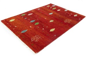 Scarlet Red Pictorial Tribal 6X8 Indo-Gabbeh Oriental Rug