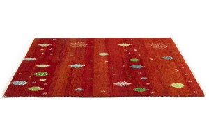 Scarlet Red Pictorial Tribal 6X8 Indo-Gabbeh Oriental Rug