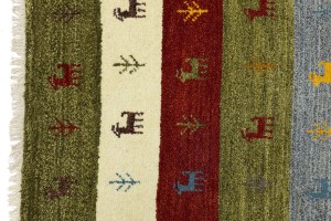 Multicolored Stripes Tribal 3X5 Indo-Gabbeh Oriental Rug
