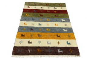 Multicolored Stripes Tribal 3X5 Indo-Gabbeh Oriental Rug