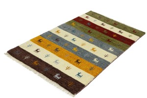 Multicolored Stripes Tribal 3X5 Indo-Gabbeh Oriental Rug