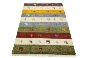 Multicolored Stripes Tribal 3X5 Indo-Gabbeh Oriental Rug