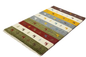 Multicolored Stripes Tribal 3X5 Indo-Gabbeh Oriental Rug