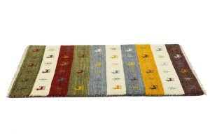 Multicolored Stripes Tribal 3X5 Indo-Gabbeh Oriental Rug