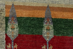 Multicolored Pictorial Tribal 3X5 Indo-Gabbeh Oriental Rug