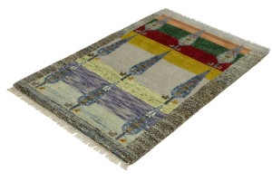 Multicolored Pictorial Tribal 3X5 Indo-Gabbeh Oriental Rug