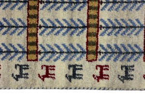 Cream Pictorial Tribal 3X5 Indo-Gabbeh Oriental Rug