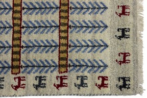Cream Pictorial Tribal 3X5 Indo-Gabbeh Oriental Rug