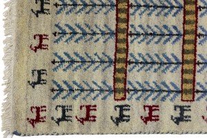 Cream Pictorial Tribal 3X5 Indo-Gabbeh Oriental Rug