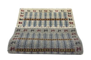 Cream Pictorial Tribal 3X5 Indo-Gabbeh Oriental Rug
