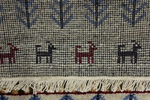 Cream Pictorial Tribal 3X5 Indo-Gabbeh Oriental Rug