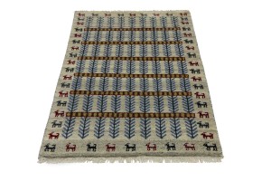 Cream Pictorial Tribal 3X5 Indo-Gabbeh Oriental Rug