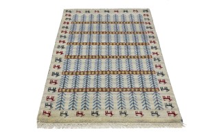 Cream Pictorial Tribal 3X5 Indo-Gabbeh Oriental Rug