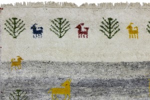 Cream Gray Pictorial Tribal 4X6 Indo-Gabbeh Oriental Rug