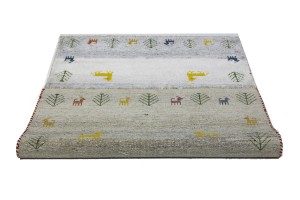 Cream Gray Pictorial Tribal 4X6 Indo-Gabbeh Oriental Rug