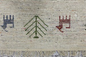 Cream Gray Pictorial Tribal 4X6 Indo-Gabbeh Oriental Rug
