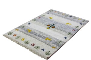 Cream Gray Pictorial Tribal 4X6 Indo-Gabbeh Oriental Rug