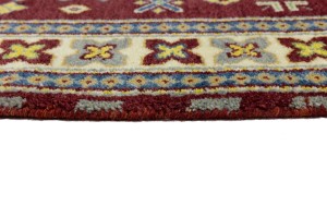 Maroon Red Geometric 4X6 Kazak Oriental Rug