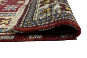 Maroon Red Geometric 4X6 Kazak Oriental Rug
