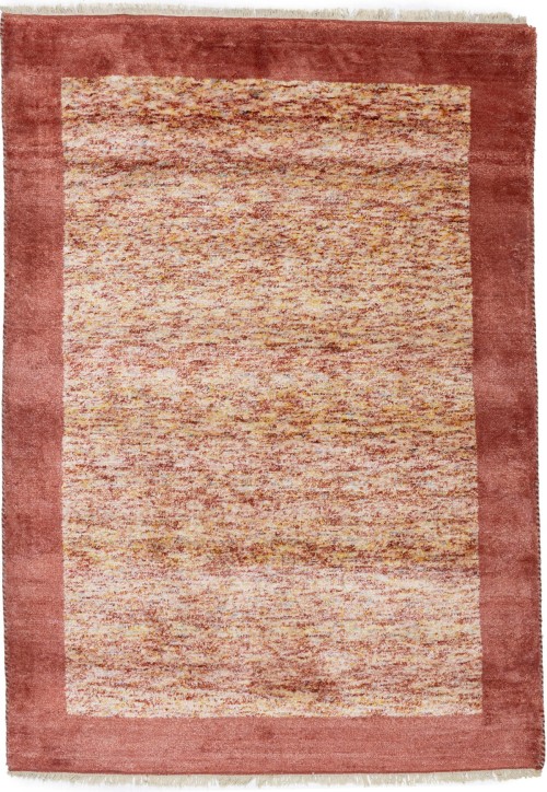 Maroon Red Border Tribal 4'6X6'5 Indo-Gabbeh Oriental Rug