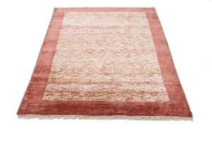 Maroon Red Border Tribal 4'6X6'5 Indo-Gabbeh Oriental Rug