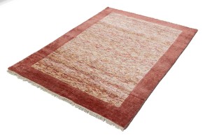 Maroon Red Border Tribal 4'6X6'5 Indo-Gabbeh Oriental Rug