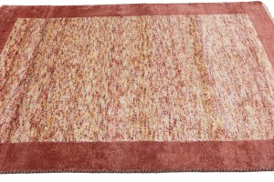 Maroon Red Border Tribal 4'6X6'5 Indo-Gabbeh Oriental Rug