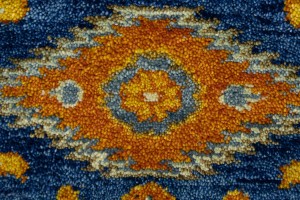 Blue Geometric 3X8 Kazak Oriental Runner Rug